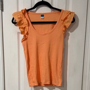 Old Navy Ruffled Sleeve Tank Top in Orange